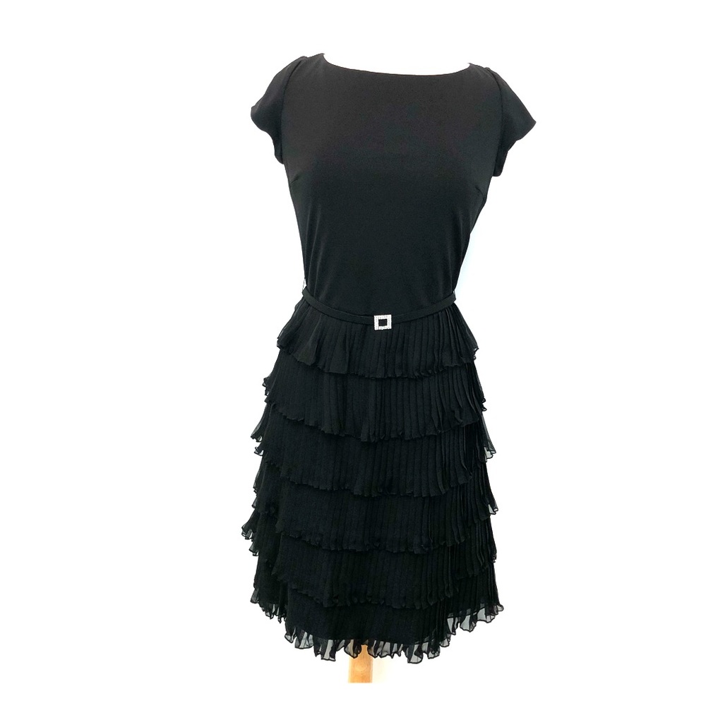 Victoria Royal SILK dress pleats 14 adj Belt EUC